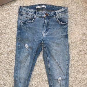 ZARA Distressed Skinny Blue Jeans